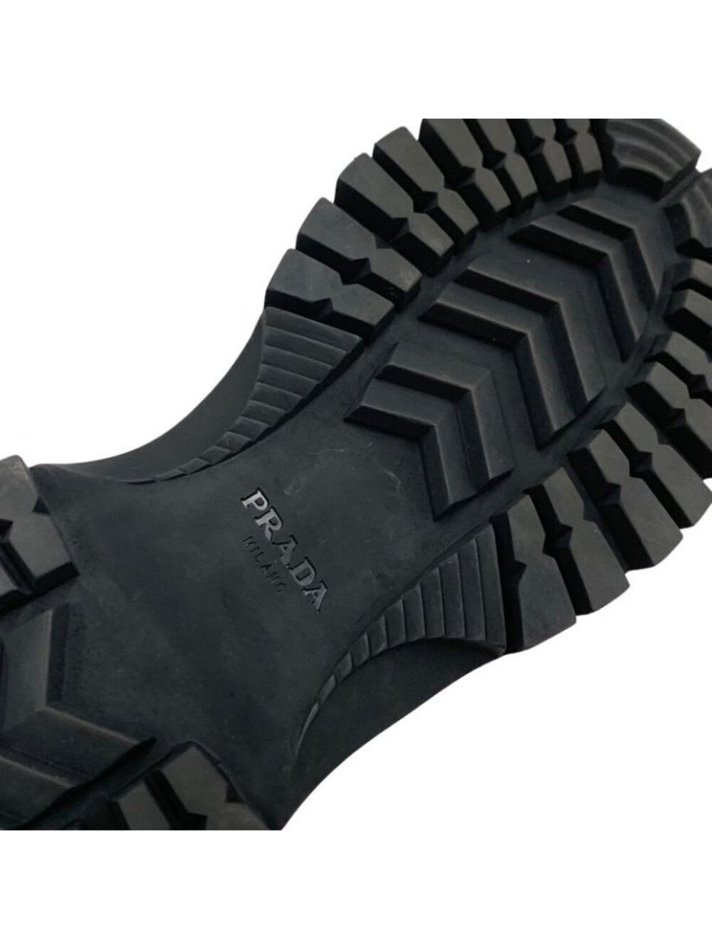 Prada Boots Short Middle Shoes Lace Up Leather Fabric Black - Picture 9 of 11